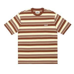 PALACE Brown and Cream Striped Short Sleeve Tee